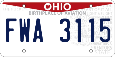 OH license plate FWA3115