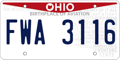 OH license plate FWA3116