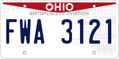 OH license plate FWA3121