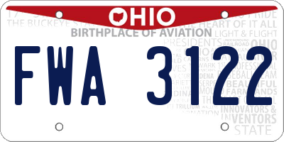 OH license plate FWA3122