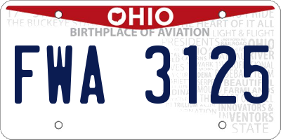 OH license plate FWA3125