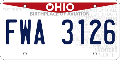 OH license plate FWA3126