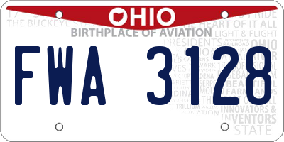 OH license plate FWA3128