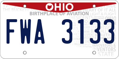 OH license plate FWA3133