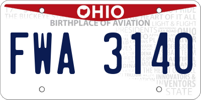 OH license plate FWA3140