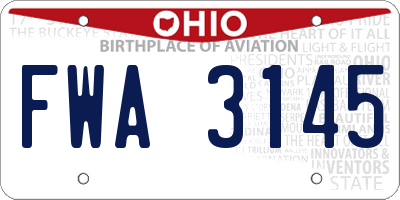 OH license plate FWA3145