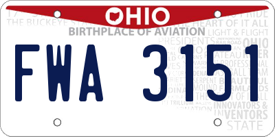 OH license plate FWA3151