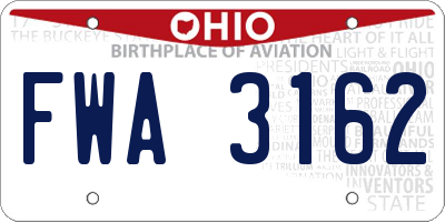 OH license plate FWA3162