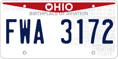 OH license plate FWA3172