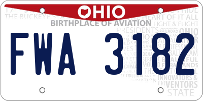 OH license plate FWA3182