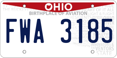 OH license plate FWA3185