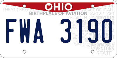 OH license plate FWA3190