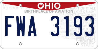 OH license plate FWA3193