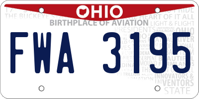 OH license plate FWA3195