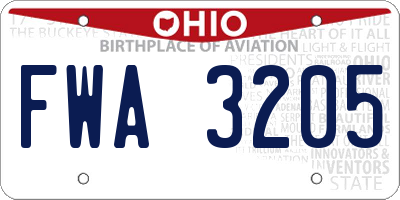 OH license plate FWA3205