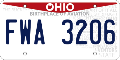 OH license plate FWA3206