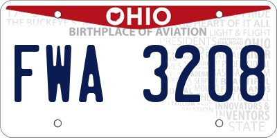 OH license plate FWA3208