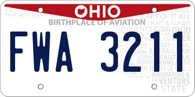 OH license plate FWA3211