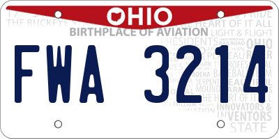 OH license plate FWA3214