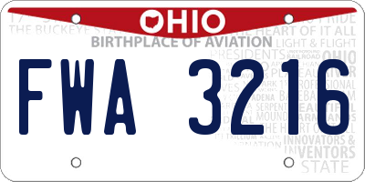 OH license plate FWA3216