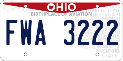 OH license plate FWA3222