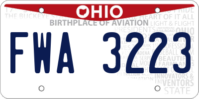 OH license plate FWA3223