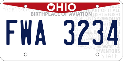 OH license plate FWA3234