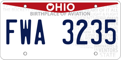 OH license plate FWA3235