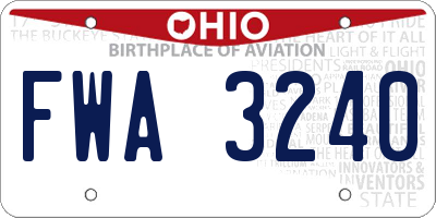 OH license plate FWA3240