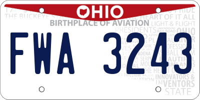 OH license plate FWA3243