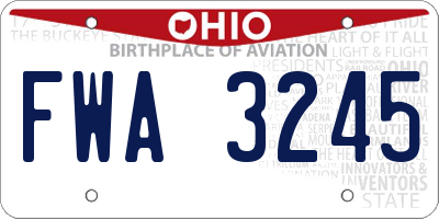 OH license plate FWA3245