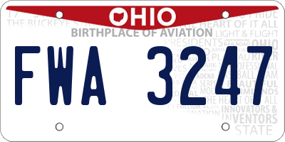 OH license plate FWA3247