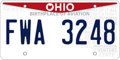 OH license plate FWA3248