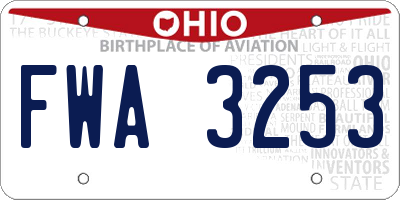 OH license plate FWA3253