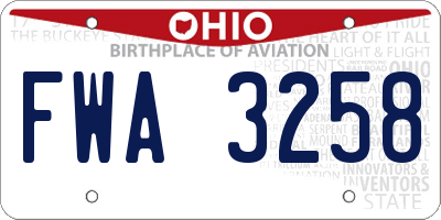 OH license plate FWA3258