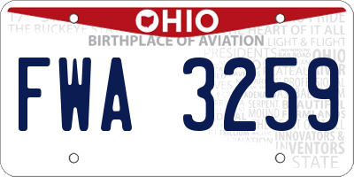 OH license plate FWA3259