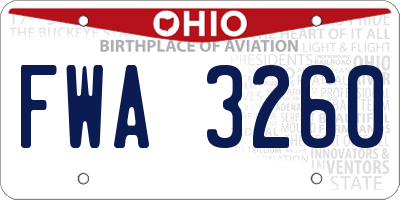 OH license plate FWA3260