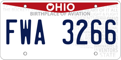 OH license plate FWA3266