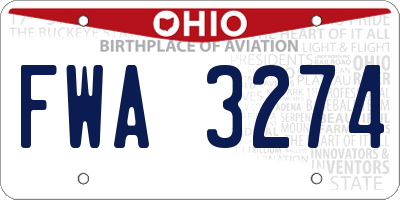 OH license plate FWA3274