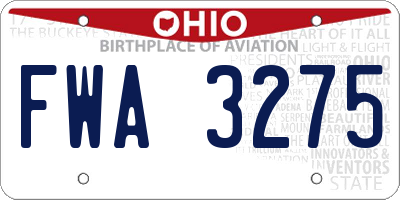 OH license plate FWA3275