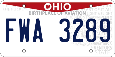 OH license plate FWA3289