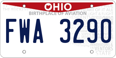OH license plate FWA3290