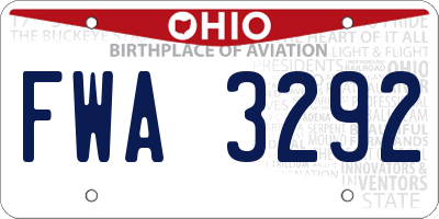 OH license plate FWA3292