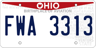 OH license plate FWA3313