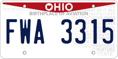 OH license plate FWA3315