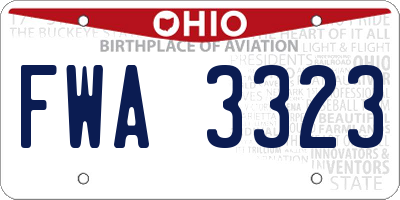 OH license plate FWA3323