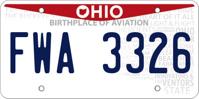 OH license plate FWA3326