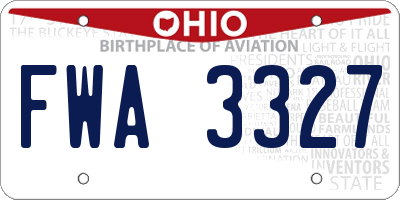 OH license plate FWA3327