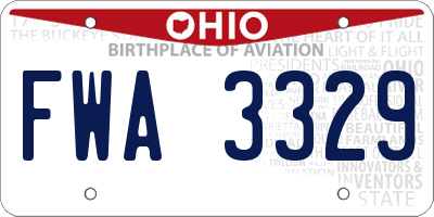 OH license plate FWA3329