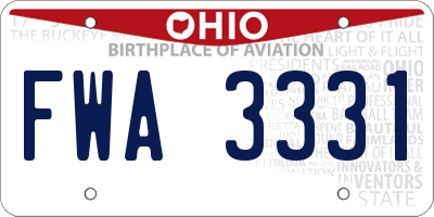 OH license plate FWA3331